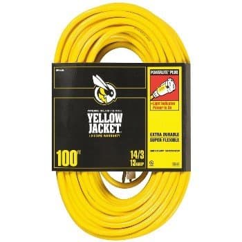 100FT, 3 Conductor Extension Cord, Yellow