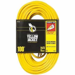 Woods Wire 100FT, 3 Conductor Extension Cord, Yellow