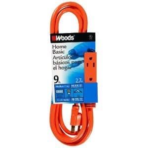 Woods Wire 9FT, Triple Outlet Extension Cord, Orange