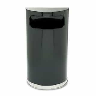 Rubbermaid Half Round, 9 Gallon, Black and Chrome Receptacle
