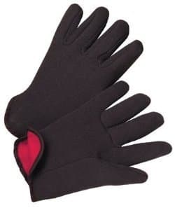 Men's Brown Fleece-Lined Jersey Gloves