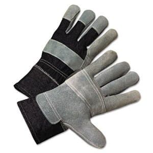 Large Pearl Gray Leather Palm Gloves