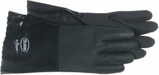14" Large Jersey Lined Black PVC Coated Gloves