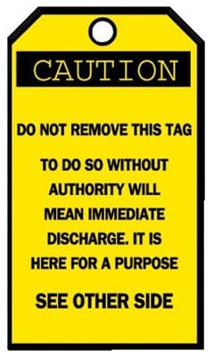 3-1/4"X5-5/8" Blank Accident Prevention "Caution" Tags