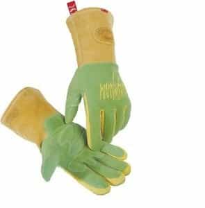 Caiman XL Green/Gold Revolution Welding Gloves for MIG/Stick Welding