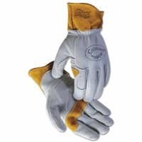 Large Gray/Gold Leather Deerskin Multi-Task Gloves