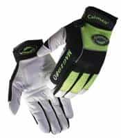 Caiman Large White/Lime Goat Grain Leather Mechanics Gloves