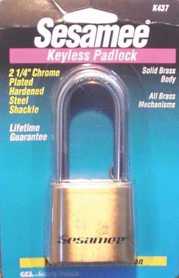 Hardened Steel, Chrome Plated Sesamee Keyless Padlocks