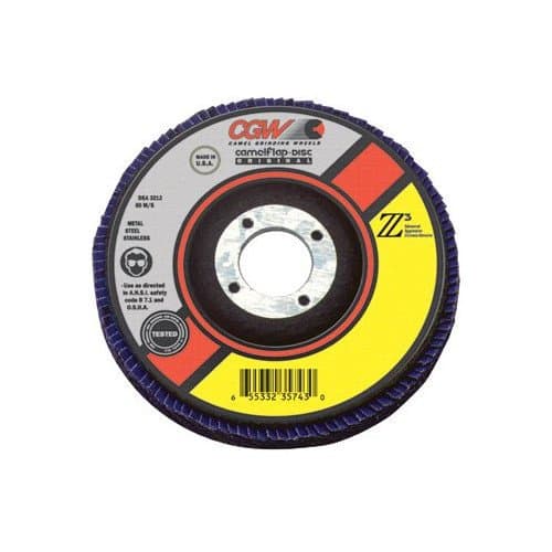 CGW Abrasives 4-1/2" Z3 100&#37; Zirconia Abrasive Flap Disc w/ 36 Grit
