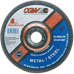 CGW Abrasives 6" Quickie Cut Extra Thin Cut-Off Wheel, Type 1