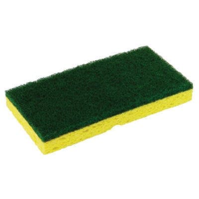 Yellow and Green, Medium-Duty Scrubber Sponge-3.125 x 6.25