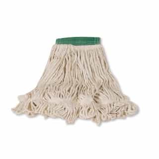 Green And White, Medium Cotton Synthetic Super Stitch Looped-End Wet Mop Head