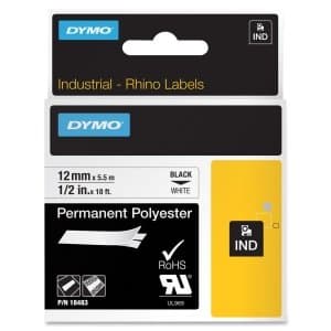 1/2" White Rhino Permanent Poly Labels