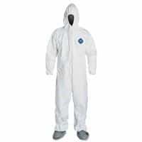 Dupont Medium Tyvek Coveralls with Attached Hood and Boots, White