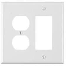 Combo 2-Gang Receptacle and Decorative Switch Wall Plate, White