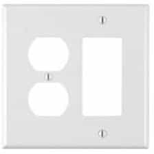 Combo 2-Gang Receptacle and Decorative Switch Wall Plate, White