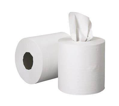 General Supply Center-Pull Roll Towels, 2-Ply, White, 6 Rolls