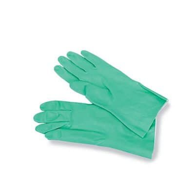 Nitrile Flock Lined Gloves, Medium, Green, 12 Pairs of Gloves