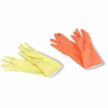 Flock-Lined Latex Cleaning Gloves, Extra-Large, Yellow, Dozen