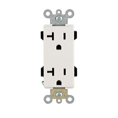 HomElectrical 20 Amp Decora Duplex Receptacle Outlet, White
