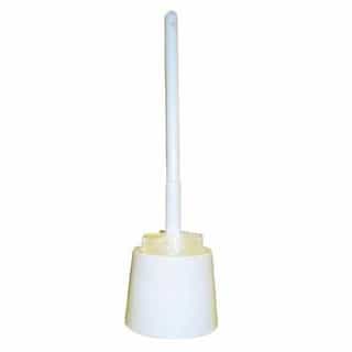 White, Plastic Toilet Bowl Brush With Caddy-16-Inch Overall Length