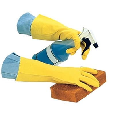 Yellow, 12 Count Flock Lined Latex Gloves-12-in Length