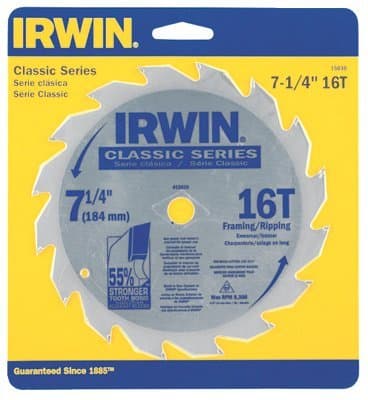 Irwin 7-1/4" 40T Trim & Finish Carbide-Tipped Circular Saw Blade