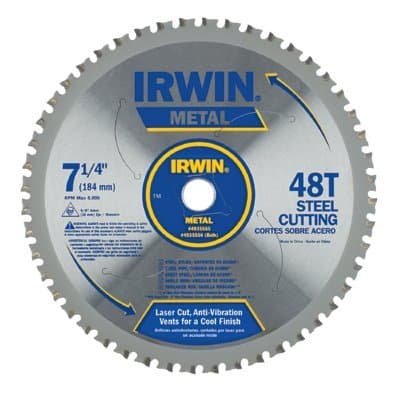 Irwin 7-1/4" 48T Metal Cutting Saw Blade Ferrous Steel