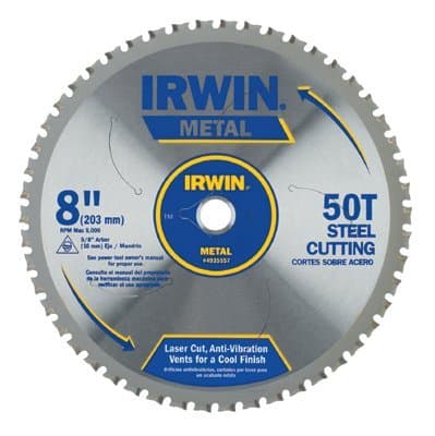 Irwin 8" 50T Metal Cutting Saw Blade Ferrous Steel