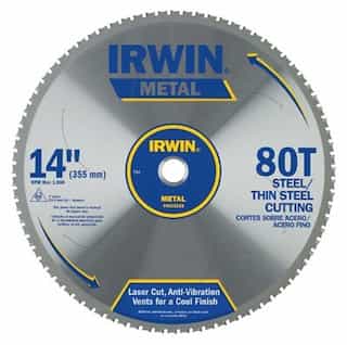 Irwin 14" 80T Metal Cutting Ferrous Steel Circular Saw Blade