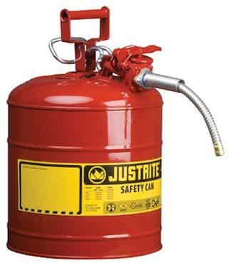 Justrite 2 Gallon Red Safety Can Type II AccuFlow 5/8" Hose