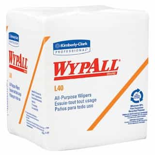 Kimberly-Clark White WypAll L40 Disposable Wipers