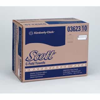 White, 200 Count C-Fold SCOTT Paper Towels Convenience Pack-10.125 x 13.15