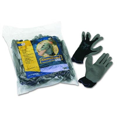 Gray, KLEENGUARD G40 Latex Coated Poly-Cotton Gloves- Large/#9