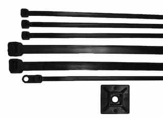 8-IN Black UV Weather Resistant Cable Zip Ties w/ Screw Mount