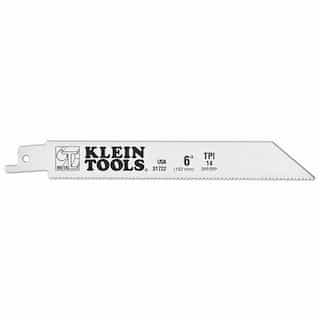 Klein Tools Reciprocating Saw Blade, 6'', .035 wide, 6 TPI, for Wood with Nails, 5-pk