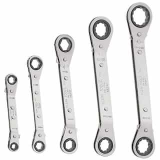 5-Piece Fully Reversible Ratcheting Offset Box Wrench Set