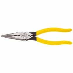 Klein Tools 8'' Heavy-Duty Long-Nose Pliers - Side-Cutting, Wire Stripping & Crimping