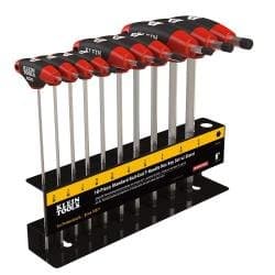 Klein Tools 6'' SAE Ball-End Journeyman T-Handle Set with Stand, 10 Piece