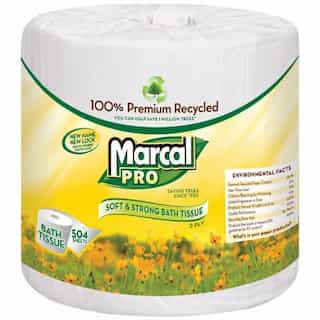 Marcal White, 2-Ply Premium 100% Recycled Bath Tissue-504-ft./Roll