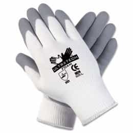 MCR Safety Ultra Tech Foam Seamless Nylon Knit Gloves, Large, White/Gray