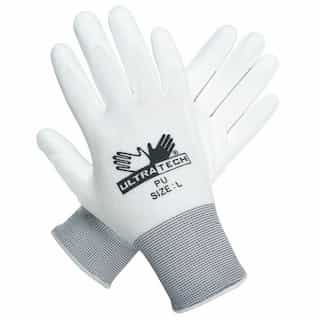 MCR Safety Ultra Tech Foam Seamless Nylon Knit Gloves, Medium, White/Gray