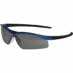MCR Safety Dallas Wraparound Safety Glasses, Metallic Blue Frame, Clear AntiFog Lens