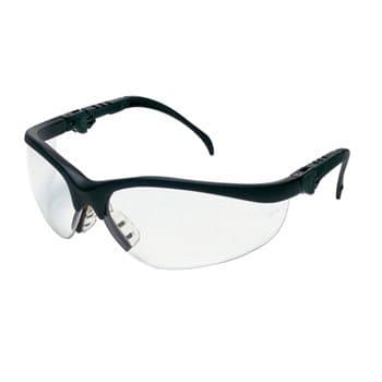 Klondike Plus Safety Glasses, Black Frame, Clear Lens