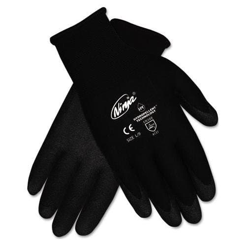 MCR Safety 15 Gauge Nylon Safety Gloves, Large, Black