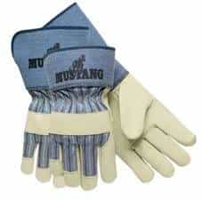 Large Mustang Premium Grain-Leather Gloves w/ 4-1/2" Gauntlet Cuff