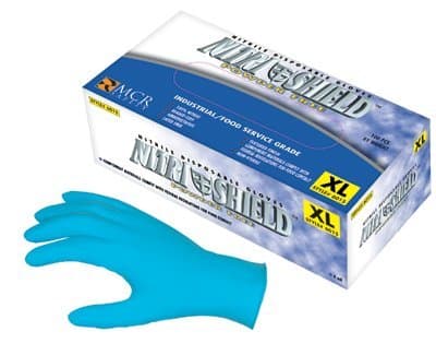 Large 4 Mil Blue Beaded Disposable Nitrile Gloves