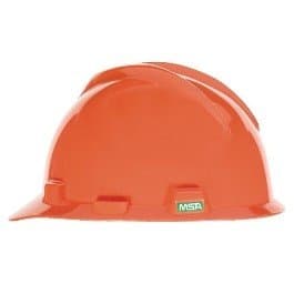 MSA 6.5-8 Standard Size Non-Slotted Orange V-Gard Protective Hat