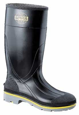 Size 8 PVC Black/Yellow/Gray XTP Knee Boots