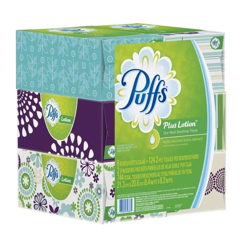 Procter & Gamble Puffs Plus w/Lotion White Facial Tissue 124 Count